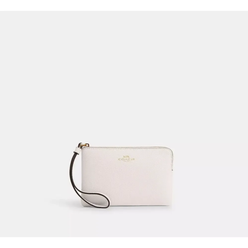 Coach Corner Gray/Blue crossgrain leather Silver Hardware Wristlet ***